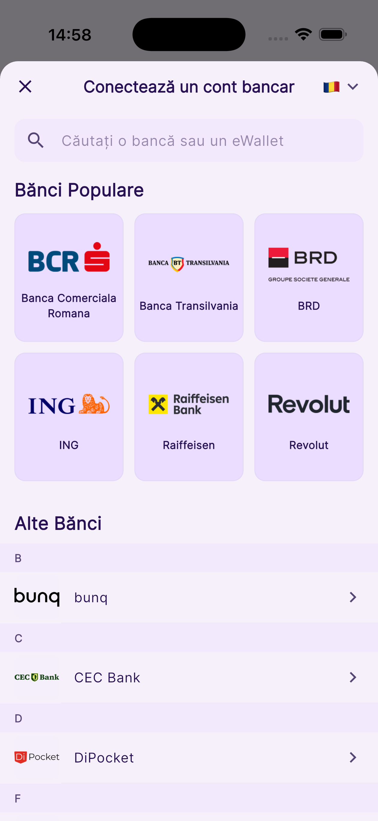 Bank connection