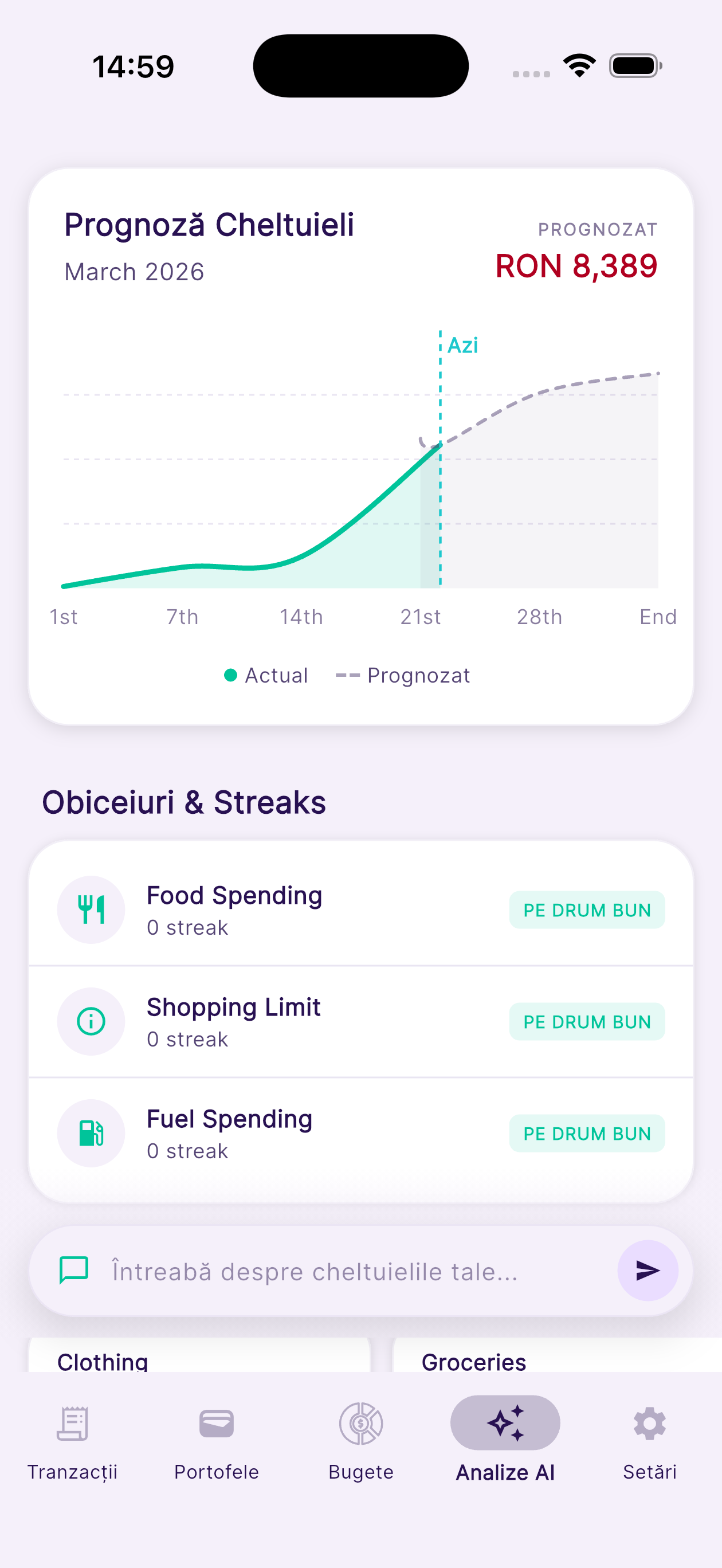 AI insights and spending forecast