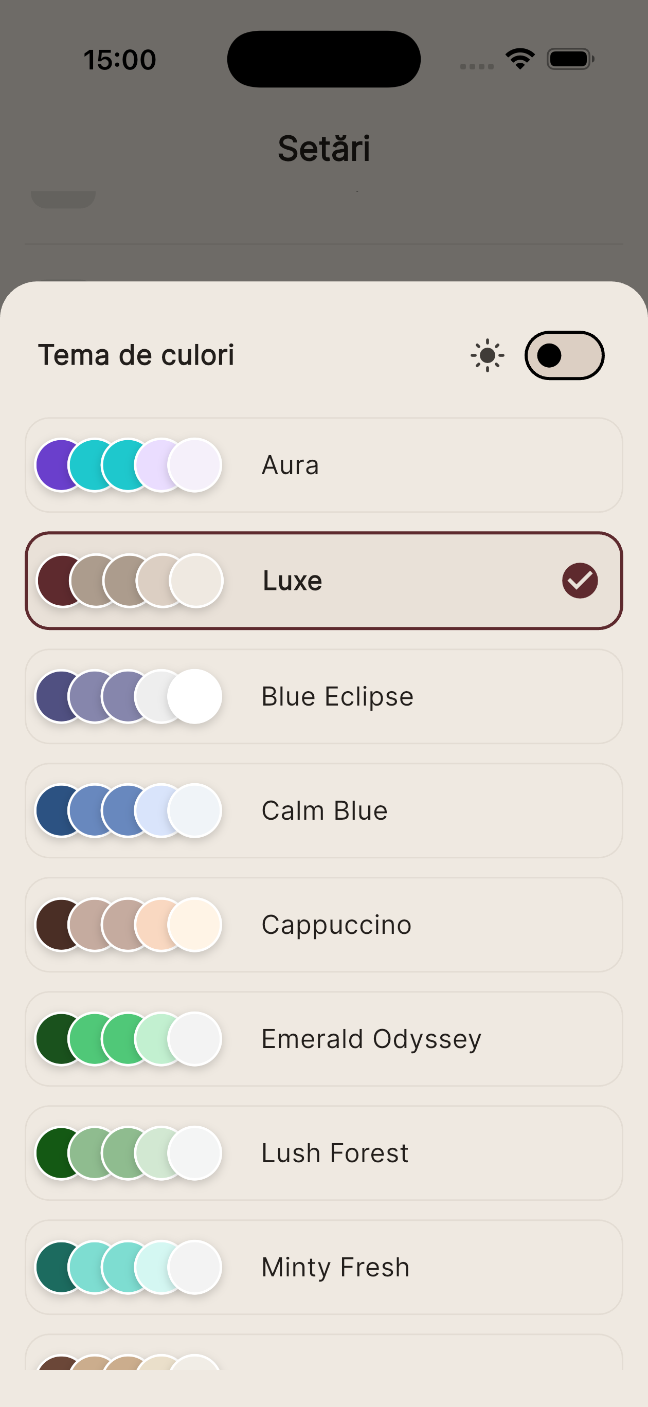 Color themes and personalization